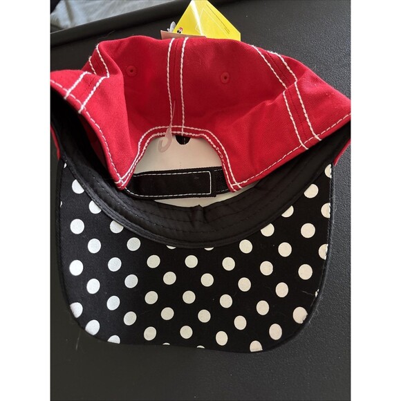 Disney Minnie Mouse Womens Baseball Hat Adjustable Strapback Cap White Polka Dot - Picture 3 of 4